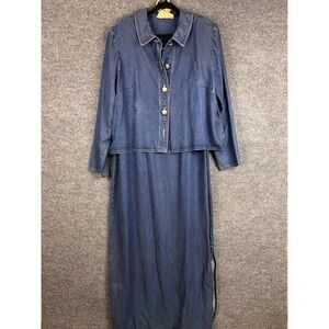 Vintage Double D Ranch Wear Denim Jacket Maxi Dress‎ Set Women's XL USA MADE